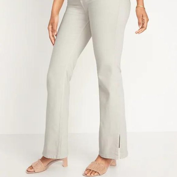 Old Navy Higher High-Rise Off-White Side-Split Flare Jeans for Women New - Picture 2 of 12